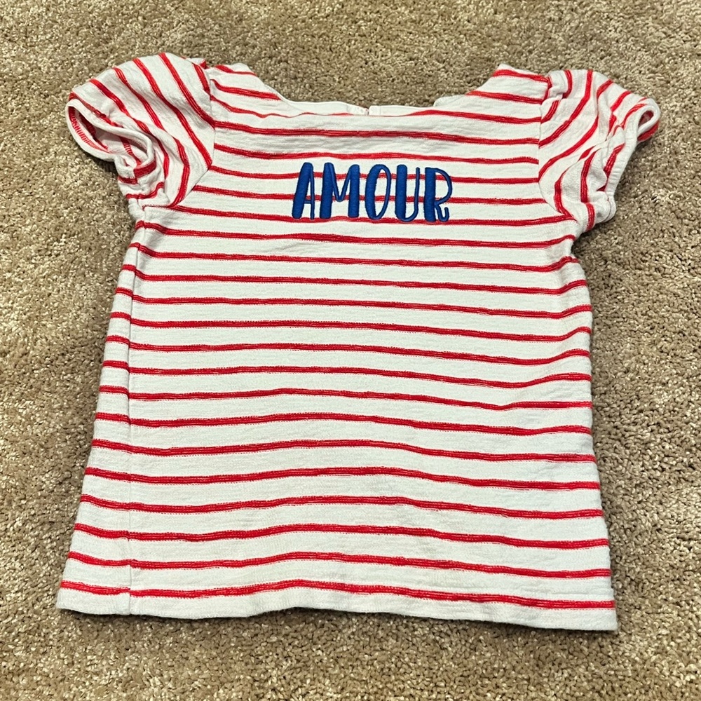 Janie and Jack Amour Red and White Stripe Shirt
